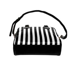 Black and white stripe shoulder purse handbag for women Type: High-grade PU leather, 9.45"(L) x 3.54"(W) x 8.27"(H) 16.57 Oz. Designed for fashion lady, stylish and personalized. Made from high-grade PU vegan leather. Lined interior features backwall zippered, large capacity. Double handles, removable and adjustable shoulder strap. Single zippered top closure. Dimensions: 9.45"(L) x 3.54"(W) x 8.27"(H). The shoulder strap length is from 19.5" to 22.3". Trendy Striped Rectangular Bag, Striped Rectangular Shoulder Bag For Travel, Striped Rectangular Bag With Adjustable Strap, Large Capacity Striped Rectangular Bag, Large Capacity Rectangular Striped Bag, Large Capacity Striped Rectangular Shoulder Bag, Chic Striped Rectangular Bag, Everyday Striped Rectangular Bags, Chic Rectangular Shoulder Bag With Striped Lining