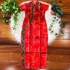 Brand New Approx Measurement Size 34 48” Length 16” Pit To Pit 13” Waist Size 36 49” Length 16” Pit To Pit 14” Waist Size 38 50” Length 17” Pit To Pit 15” Waist Size 42 52” Length 19” Pit To Pit 17” Waist Cheongsam Dress, Chinese Traditional, Cheongsam, Waist Size, Red Gold, Colorful Dresses, Brand New, Red, Women Shopping