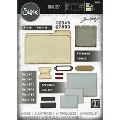 the sizzix products are available in various colors and sizes, including beiges, browns