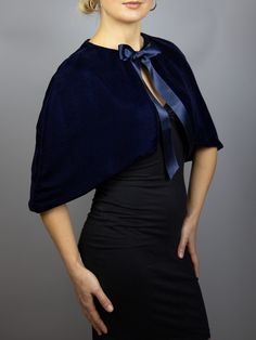 A very elegant velvet cape / capelet for your wedding party or evening dress. Made of luxury bridal velvet.  Color: burgundy or navy blue etc ( other colors are available ) Sizes : S-M or L/XL adult  Satin ribbons or hidden hook .  WE have matching bags in our Etsy Shop! WE accept credit cards! Warning: Although the fabric we use is of high quality, in certain cases during high humidity of air / humid skin etc. dark navy blue and black color velvet /velour fabric may transfer color to other ligh Bride Cape, Velvet Jackets Women, Velvet Shrug, Cape Wrap, Velvet Cape, Capes For Kids, Wedding Shrug, Shrugs And Boleros, Velour Dress