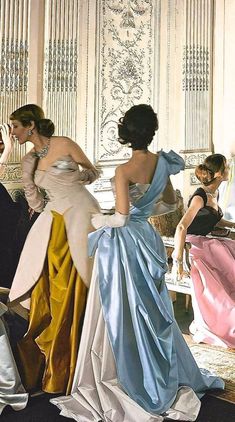 1950s 60s Fashion, 60s Evening Wear, 60s Ball Gown, Charles James, Cecil Beaton, Vintage Party, Moda Vintage, Vintage Vogue, Vintage Cartoon