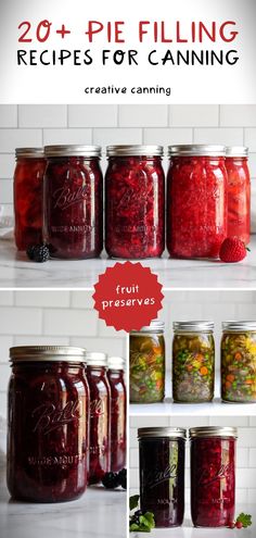 the recipe for canning mason jars is shown in three different pictures, with text overlaying