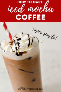 iced mocha coffee with whipped cream and chocolate on top