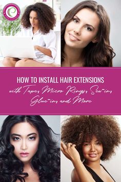 As a woman with naturally curly hair, you might be intimidated by hair extensions because of your hair type. But it only takes a thorough study of installing hair extensions using the many installation methods. In this post we'll show you how to install extensions with tape, micro rings, sew-ins, glue-ins, and many more. Click to get started. Transitioning Hairstyles, Curly Hair Types, Natural Hair Care Tips, Hair Regimen, Curly Hair Care