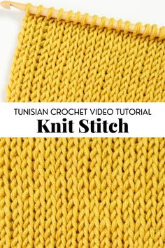 the knit stitch pattern is shown in yellow