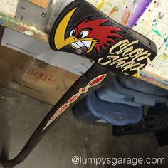 a hockey stick with an angry eagle on it