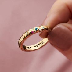 Diamond & Birthstone Confetti Personalised 9ct Gold Wedding Ring Handmade Gift for Women for Her Wedding Band - Etsy Antique Birthstone Rings, European Diamond Ring, Modern Ring Design Women, Cool Rings Gold, Colourful Engagement Ring, Funky Engagement Ring, Special Wedding Rings, Real Rings, Custom Gold Rings