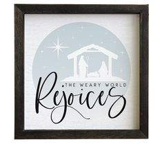 a framed nativity scene with the birth of jesus