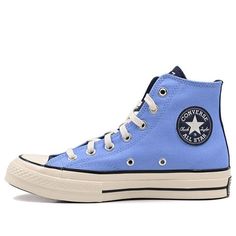 Converse Chuck 70 High Letterman 'Lt. Blue Navy Egret' A06195C Blue Cotton Sneakers, Retro Blue Sneakers For Summer, Casual Light Blue Cotton Sneakers, Blue Cotton Sneakers For Spring, Denim Blue Cotton Casual Sneakers, Casual Denim Blue Cotton Sneakers, Vintage Blue Sneakers For Spring, Denim Blue Cotton Sneakers For Streetwear, Casual Blue Converse Sneakers