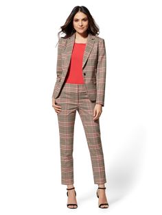 Tan Plaid, Refined Style, Tailored Jacket, Style Statement, Princess Seam, Petite Fashion, Jacket Buttons, Fabric Care, Career