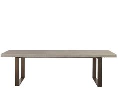 a rectangular table with metal legs and a stone top on an isolated white background for display or montage