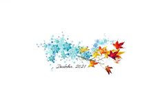 an artistic image of autumn leaves and snowflakes on a white background with the date november 2012