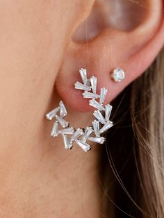 Sahira-Arianna Baguette Earring - Leela and Lavender Party Earrings With Baguette Diamonds, Baguette Earring, Glamorous Look, Your Outfit, Out Of Style, Formal Event, Post Earrings, Everyday Wear, Going Out