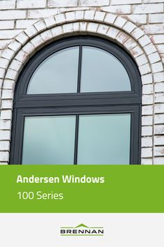 an image of windows with the words anderson windows 100 series written below them in green