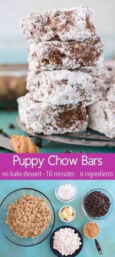 puppy chow bars are stacked on top of each other