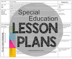 a lesson plan with the words special education written in black and white on top of it