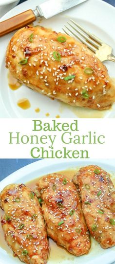 baked honey garlic chicken on a white plate