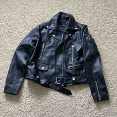 Never Worn, Brand New Zara Leather Jacket For Streetwear, Zara Biker Jacket For Spring Streetwear, Spring Zara Biker Jacket For Streetwear, Zara Edgy Leather Outerwear, Zara Black Leather Biker Jacket, Zara Leather Jacket For Spring, Zara Black Leather Jacket For Streetwear, Zara Edgy Leather Jacket, Zara Edgy Long Sleeve Leather Jacket