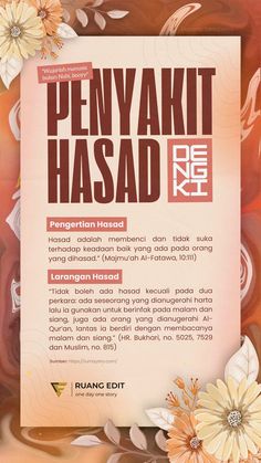 an advertisement with flowers on it for the brand's new product, penyakt hasad