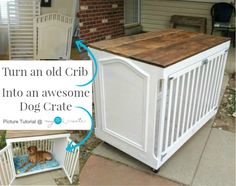 an old crib turned into an awesome dog crate