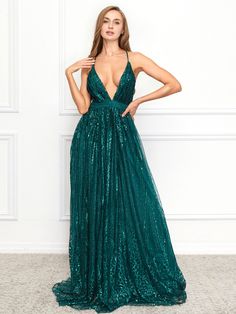 $98 | XS-3XL | Hunter Green Los Angeles | Adjustable Strap Glitter | Maxi Dress Formal Prom Dress, Sequin Wedding, Maxi Dress Wedding, Glitter Fabric, Formal Dresses Prom, Prom Dress