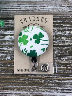 "~ Cute Badge Reel~ ~OPTION: Add on of clear gem see last picture ~Fabric ~Flat back button is 1.5\" in size ~White and greens in colors ~Up to 25.8 inch retractable cord ~Secure metal clip for easy fasten to pocket, belt, waistband, lanyard and more ~See photos for backs of reels, I use two styles swivel depending on my stock ~Black plastic with metal clip you pick badge style ~Made in a smoke free home ~Cute gift for anyone living that badge life! Please be aware that as I hand cut the fabric Cute Badge Reel, Holiday Planning, Pocket Belt, Tiny Humans, Badge Holder, Cute Gift, Badge Holders Lanyard, Black Plastic, Badge Holders