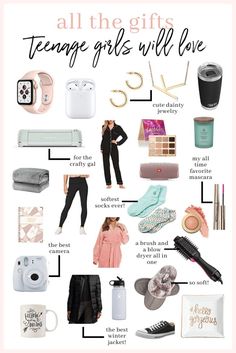 the ultimate gift guide for teenage girls with text overlay that says all the gifts teenagers will love