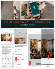 an image of a website page with the text create scanned paperless files in adobe scan