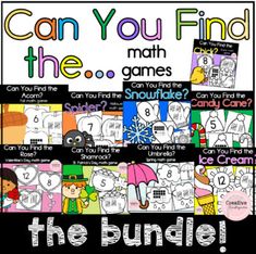 a poster with the words can you find the math games? and an image of some cartoon characters