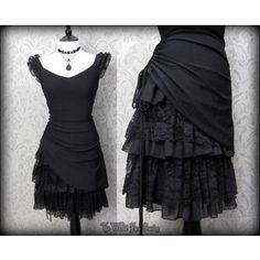 Gothic Romantic Lacey Black Bustle Effect Hitched Dress 14 Steampunk Victorian Wilted Rose, Goth Costume, Steampunk Victorian, Gothic Clothes, Goth Dress, Mori Girl