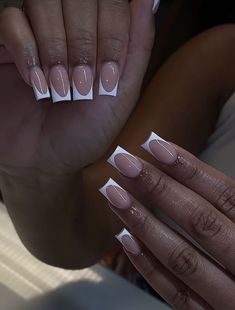 French Tip Acrylic Nails, Work Nails, French Acrylic Nails, Short Square Acrylic Nails, Nails White, Acrylic Nails Coffin Pink, White Tip, Unique Acrylic Nails