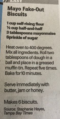 the instructions for how to make pancakes are shown in this newspaper article, with information about their ingredients