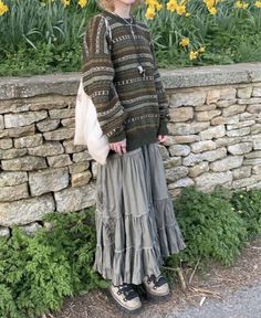 Grunge Dresses 90s, Wide Shoulders Dresses, Grunge Hippy Aesthetic, Layered Cottagecore Outfit, Cottagecore Layered Outfit, Cottagecore Outfits Grunge, Fairy Grunge Dress Outfit, Grunge Outfits Fairy, Boho Winter Aesthetic