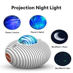 the projector light is designed to look like an object with different colors and shapes