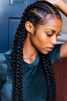 braids braided dutch cornrows braid haar ingevlochten hairstyle met braiding quick sleek cheveux abuja cornrow twisted coiffure curly naturalhair americans Hairstyles Protective, Black Braided Hairstyles, Braids Hairstyles Pictures, Girls Hairstyles Braids, Natural Styles, Natural Hair Braids, Easy Braids, Cornrow Hairstyles