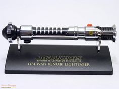 a star wars light saber is on display