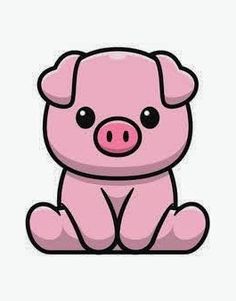 a pink pig sitting down on the ground