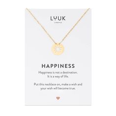 PRICES MAY VARY. ❤ MINIMALIST DESIGN - Beautiful, delicate stainless steel necklace in timeless design with sun pendant in the color gold including HAPPINESS card. The necklace looks feminine, stylish and can be combined in many ways. ❤ GIVE JOY ! - Our necklaces make wonderful gifts for different occasions or just to treat yourself! The combination of the HAPPINESS gift card and the necklace makes a loving gesture for those special people in your life. ❤ LUCKY CHARM - Each of our pendants has i Sun Pendant, Filigree Necklaces, Happy Gifts, Friendship Necklaces, Joy Of Life, Jewelry Card, Ancient Symbols, Steel Necklace, Trendy Gift