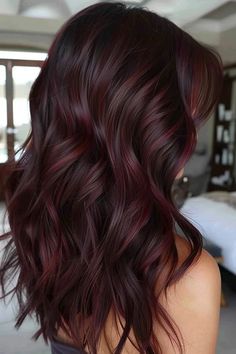 Burgundy Balayage Hair, Red Hair Colors, Balayage Hair Ideas, Burgundy Balayage, Red Violet Hair, Red Balayage Hair, Pepper Hair