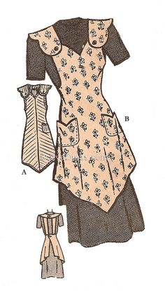 an old fashion sewing pattern for a women's dress and jacket with flowers on it