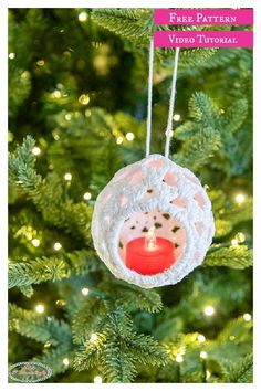 a christmas ornament hanging from a tree with the words free pattern on it