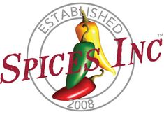 the logo for spice's inc is shown in red, yellow and green peppers