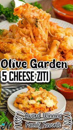 an advertisement for the olive garden and cheese zitti award winning family favorite 3