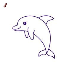 a drawing of a dolphin with the letter s in it's mouth and its tail sticking out