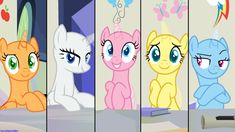 the four ponys are all different colors and have their eyes wide open to look like they