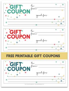 two coup cards with the words gift coup and free printable coupons on them