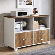 Lockable File Cabinet Printer Stand with Drawers & Caster Tribesigns Office File Cabinet, Diy File Cabinet, Office File Cabinets, Wood File, Printer Stand, Lateral File Cabinet, Lateral File, Cabinet Features, Hardware Tools