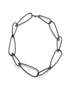 Modular Necklace No. 1 in steel Minimalist Metal Oval Link Necklace, Elegant Link Chain Necklace With Oxidized Finish, Modern Link Jewelry With Oxidized Finish, Modern Jewelry With Oxidized Finish And Link Shape, Modern Oxidized Link Jewelry, Modern Oxidized Finish Link Jewelry, Modern Link Necklaces With Hook And Links, Modern Chain Necklace With Oval Links, Modern Gunmetal Link Jewelry