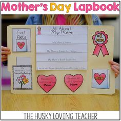 a child holding up a mother's day lapbook