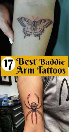 two arm tattoos with the words best baboic arm tattoos on them and an image of